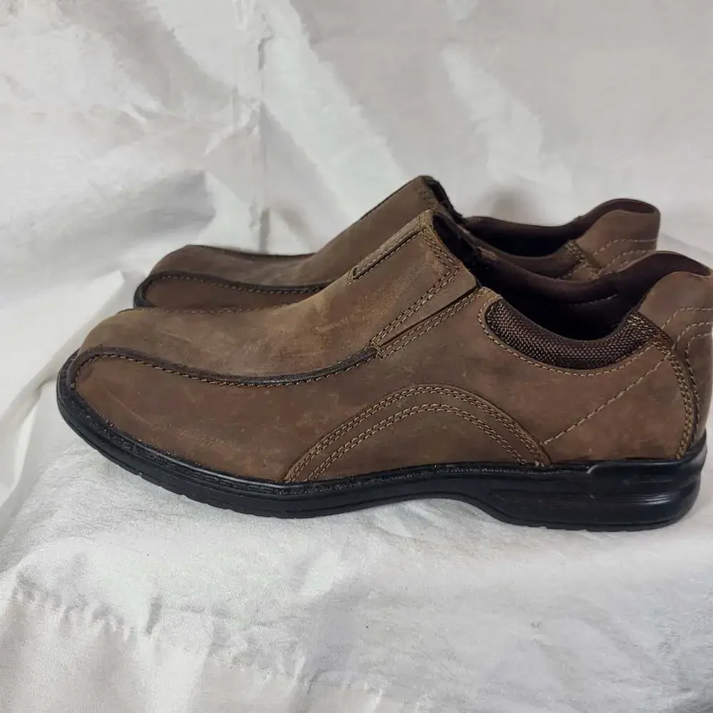 Clarks Gessler Step Brown Leather Slip On Casual Loafers Shoes